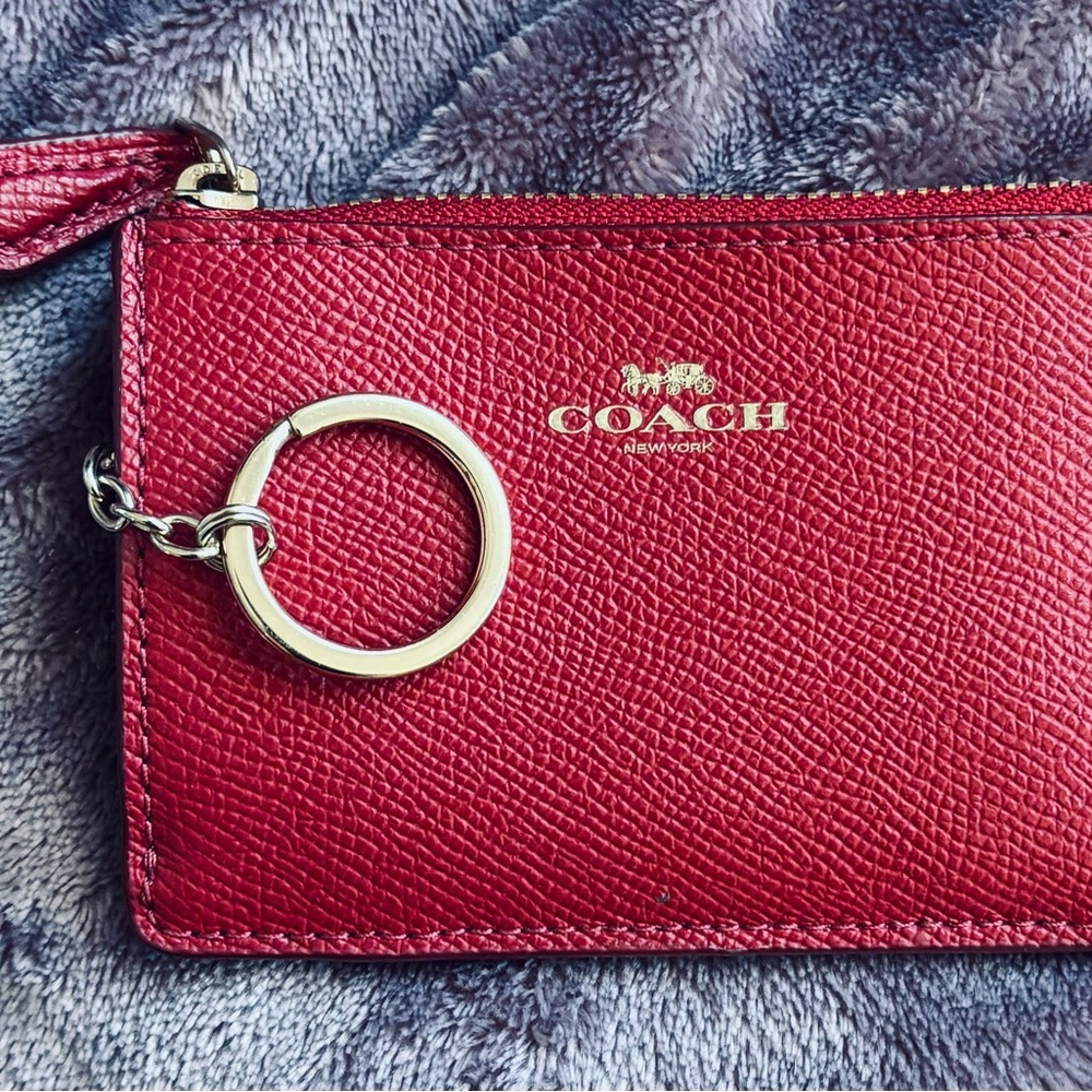 Coach Red Pebble Leather Change Purse